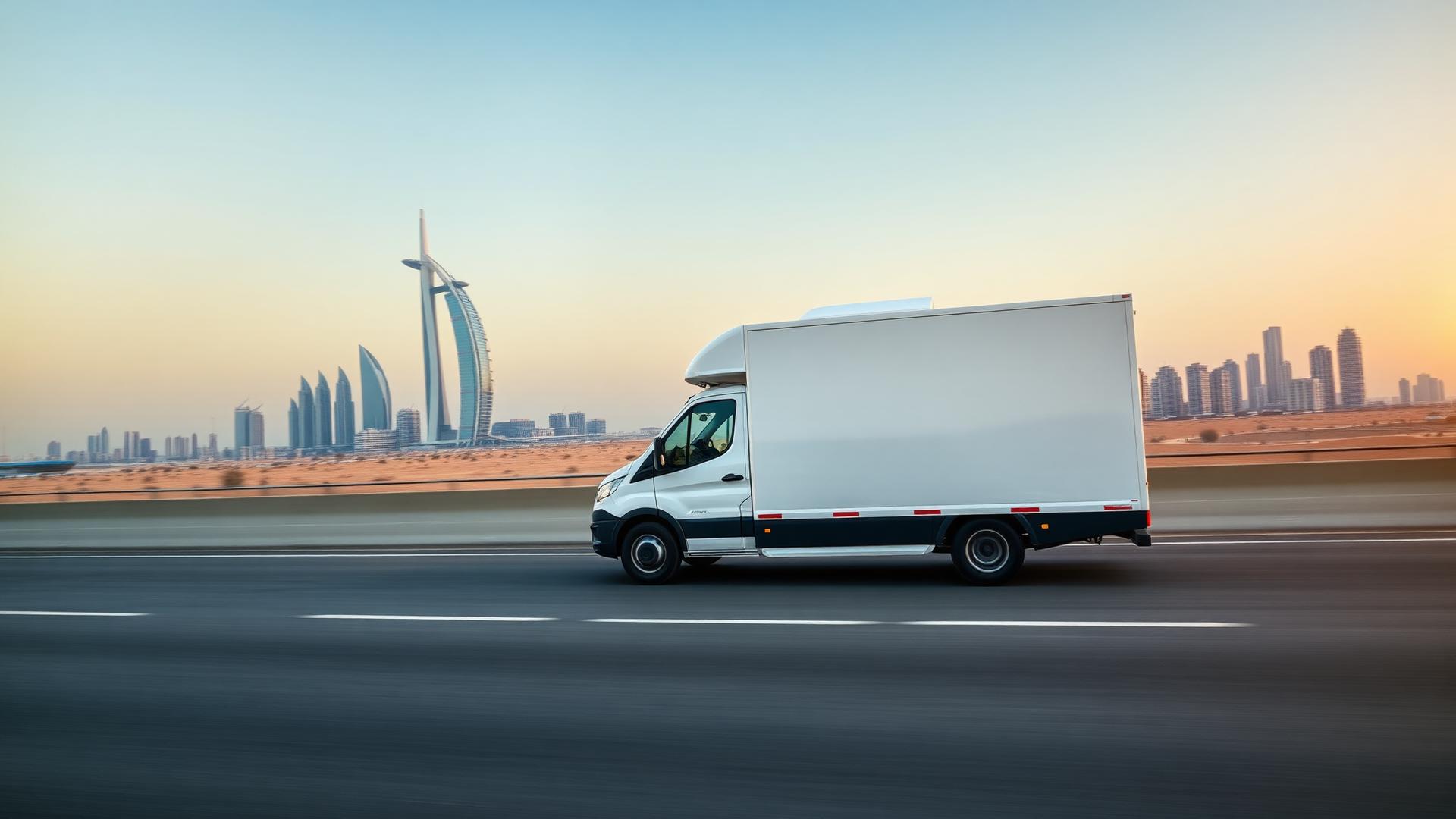 Falah chiller van on Dubai highway